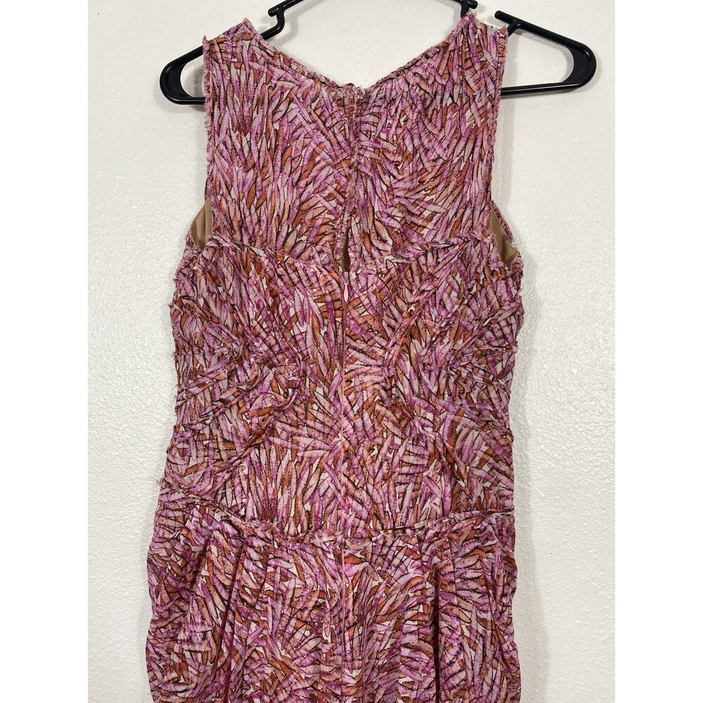 BCBGMAXAZRIA Pink Orange Abstract Print Ruched Draped Midi Dress Size 4 - Picture 11 of 16